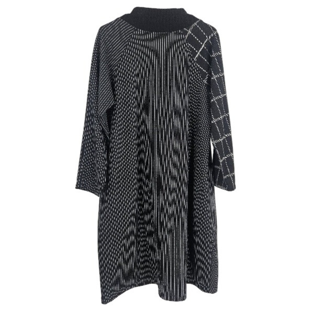 Alembika Sweater Dress Black Knit Checkered Asymmetric Lagenlook Mock Neck Sz 4